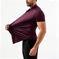 Seamless high-stretch men's ice silk short-sleeved polo shirt in maroon color - 44/XL / Tops / Burgundy