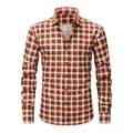 Klassisches Herren Langarmhemd mit rot-braunem Karo-Digitaldruckmuster, bequeme Passform - XS / Oberteile / Rot Braun Weiß Kariert (AJ02)