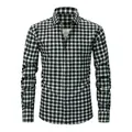 Klassisches Herren Langarmhemd mit Karomuster in Schwarz-Weiß, elastischer Stoff - XS / Oberteile / Schwarz-weißes Karo (AJ03)