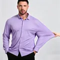 Lavender men's high-elastic long-sleeve shirt showing stretchy fabric performance - XL / Tops / Long Sleeve / Purple