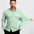 High stretch men's dress shirt in mint green featuring flexible spandex fabric - XL / Tops / Long Sleeve / Green