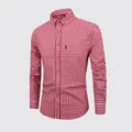 Herrenhemd in Slim-Fit mit klassischem rot-weißem Gingham-Karo-Muster, langarm - S / Oberteile / Rot-Weiß Kariert (C710-1)