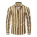 Professionelles Langarm-Hemd für Herren mit gelben und schwarzen vertikalen Streifen - XS / Oberteile / Gelb Schwarz Weiß Gestreift (BJ06)