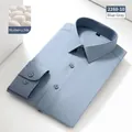 Premium men's mulberry silk shirt in blue-grey color, non-iron business casual dress shirt - 39 / Tops / Blue Gray