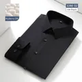 Premium men's mulberry silk shirt in smooth inky black, non-iron fabric for business. - 39 / Tops / Ink Black