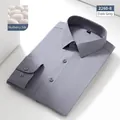 Premium men's mulberry silk long sleeve business casual shirt in ink grey finish - 39 / Tops / Dark Grey