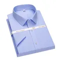Close-up detail of a folded light blue 140s pure cotton non-iron business dress shirt - 38 / Tops / T-Shirts / Blue