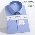 Close-up detail of blue men's short-sleeve shirt featuring premium mulberry silk blend fabric - 38 / Tops / T-Shirts / Blue