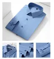 Premium men's long sleeve misty blue mulberry silk shirt with a non-iron finish - Haze Blue