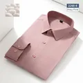 Men's premium mulberry silk business casual shirt in elegant mauve pink folded view - Crimson