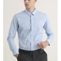 Camicia da uomo professionale elasticizzata slim fit a maniche lunghe in azzurro - 47/8XL / Top / Blu chiaro senza tasca (maniche lunghe)