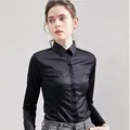 Chemise classique noire en fibre de bambou à manches longues pour tenue de bureau chic - Noir