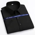 Chemise à manches courtes noire haut de gamme en fibre de bambou pour homme, sans pli - 38 / Hauts / Noir