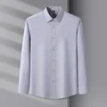Professional light grey modal long-sleeve shirt with high-quality wrinkle-resistant fabric - 38 / Tops / Lavender Grey
