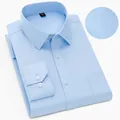 Chemise bleue claire haut de gamme sans repassage à manches longues pour homme d'affaires - 38/M / Haut (Avec Poche) / Bleu clair