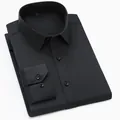 Chemise de bureau noire classique à manches longues en coton de qualité supérieure sans repassage - 38/M / Haut (Sans Poche) / Noir