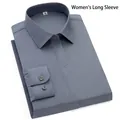 Camisa profesional gris de manga larga para mujer en fibra de bambú, sin plancha - 38 / Tops / Gris