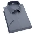Camisa gris de manga corta para mujer en fibra de bambú, acabado sin plancha - 38 / Tops / Gris