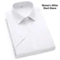 Camisa de trabajo profesional para mujer, blanca de manga corta en fibra de bambú para oficina - 38 / Tops / Blanco