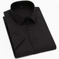 Camisa profesional de manga corta para hombre en fibra de bambú negra, bien doblada - 38 / Tops / Negro