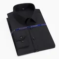 Camisa profesional negra de fibra de bambú de manga larga con acabado elástico sin planchado - 38 / Tops / Manga larga / Negro