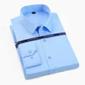 Camisa de hombre azul claro de manga larga en fibra de bambú con tejido elástico - 38 / Tops / Manga larga / Azul claro