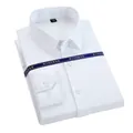 Camisa de vestir para hombre blanca de fibra de bambú elástica de manga larga sin plancha - 38 / Tops / Blanco