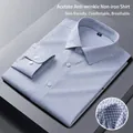 Camisa para hombre de acetato, sin plancha, de manga larga, cuadros azules - 38 / Tops / Microcuadros Azul Oscuro (788-2)
