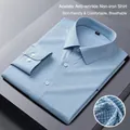 Camisa de hombre de manga larga en acetato, sin plancha, con microcuadros azules. - 38 / Tops / Cuadros Azul Claro (788-3)