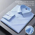 Camisa para hombre azul claro microcuadros acetato sin plancha de manga larga. - 38 / Tops / Microcuadros Azul Claro (788-5)