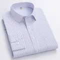 Chemise de bureau blanche à manches longues pour hommes avec fines rayures verticales bleues. - 38 / Hauts / Rayé Bleu Blanc(SW06)
