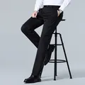 Men's straight black non-iron business suit trousers for professional commuting - 29 / Bottoms / Black