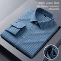 Chemise homme à manches longues à carreaux bleus 100 % coton avec détail du tissu - 38 / Hauts / Carreaux Vert Foncé (6802)