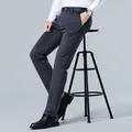 Men's business straight-leg suit trousers in dark charcoal grey, lightweight for summer commute - 29 / Bottoms / Gray