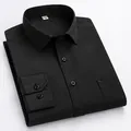 Chemise noire classique à manches longues haut de gamme pour hommes, style décontracté - 38 / Hauts / Noir (SW11)