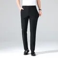 Men's premium high stretch business casual suit pants in solid black for office wear - 29 / Bottoms / Black