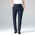 High-stretch men's business casual dress pants in navy blue for professional office wear - 29 / Bottoms / Navy Blue