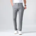 Men's high elasticity casual business trousers in light grey for work and commuting - 29 / Bottoms / Dark Gray
