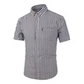 Classic black and white gingham short sleeve plaid shirt for men, breathable slim fit cotton - XS / Tops / Black and White Plaid
