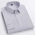 Chemise formelle professionnelle à manches longues pour hommes en blanc et bleu marine - 38 / Hauts / Base blanche avec rayures bleues (SW22)