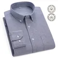Men's premium 100% cotton Oxford long sleeve shirt in classic blue with chest pocket - 38 / Grey Blue (1802) / Tops
