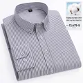 Camicia da uomo a righe in cotone Oxford a maniche lunghe grigio e bianco, CL675-5 - 38 / Top / Riga Grigia (CL675-5)