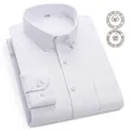 Premium white long-sleeved Oxford shirt for men made of 100% pure cotton fabric - 38 / Tops / White (1803)