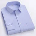 Chemise de bureau professionnelle à manches longues à rayures bleues et blanches pour hommes - 38 / Hauts / Rayures bleues et blanches