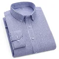 Classic blue and white striped men's long-sleeve oxford cotton shirt SKU style - 38 / Tops / Blue and White Vertical Stripes (1807)