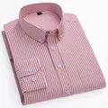 Chemise oxford à manches longues rayée rouge et blanc en coton premium du Xinjiang - 38 / Hauts / Rayures Rouges (CL675-8)