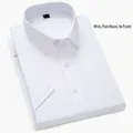 Camicia da uomo bianca a maniche corte per affari con finitura a trama semplice - 38 / Parte Superiore (1690) / Trama Piana, Senza Tasca / Bianco