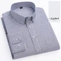 Chemise Oxford à manches longues pour hommes à rayures bleues et blanches chic - 38 / Hauts / Rayure Bleue (CL675-9)