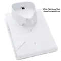 Camicia professionale bianca a maniche corte da uomo con trama semplice e tasca frontale - Armatura tela bianca (con tasche) / 38