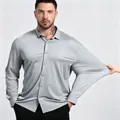 High elasticity grey non-iron shirt for men featuring breathable stretch spandex fabric. - Size 1 / Tops / Gray